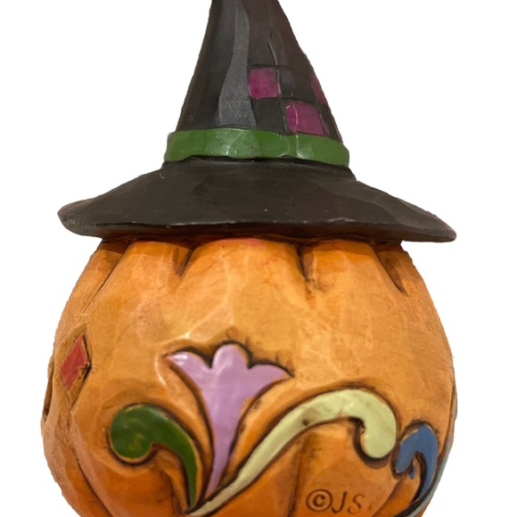 Jim Shore Mini Pumpkin Witch Hat Figurine 4024652 Jack o Lantern Halloween 2011 - Picture 3 of 6
